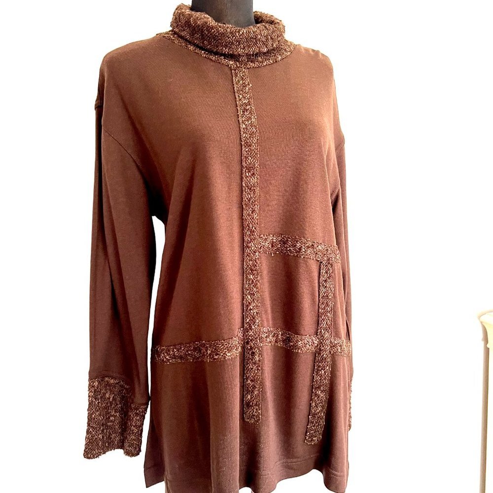 NWT Vintage Lauren Vidal Unique turtleneck oversized Sweater Brown